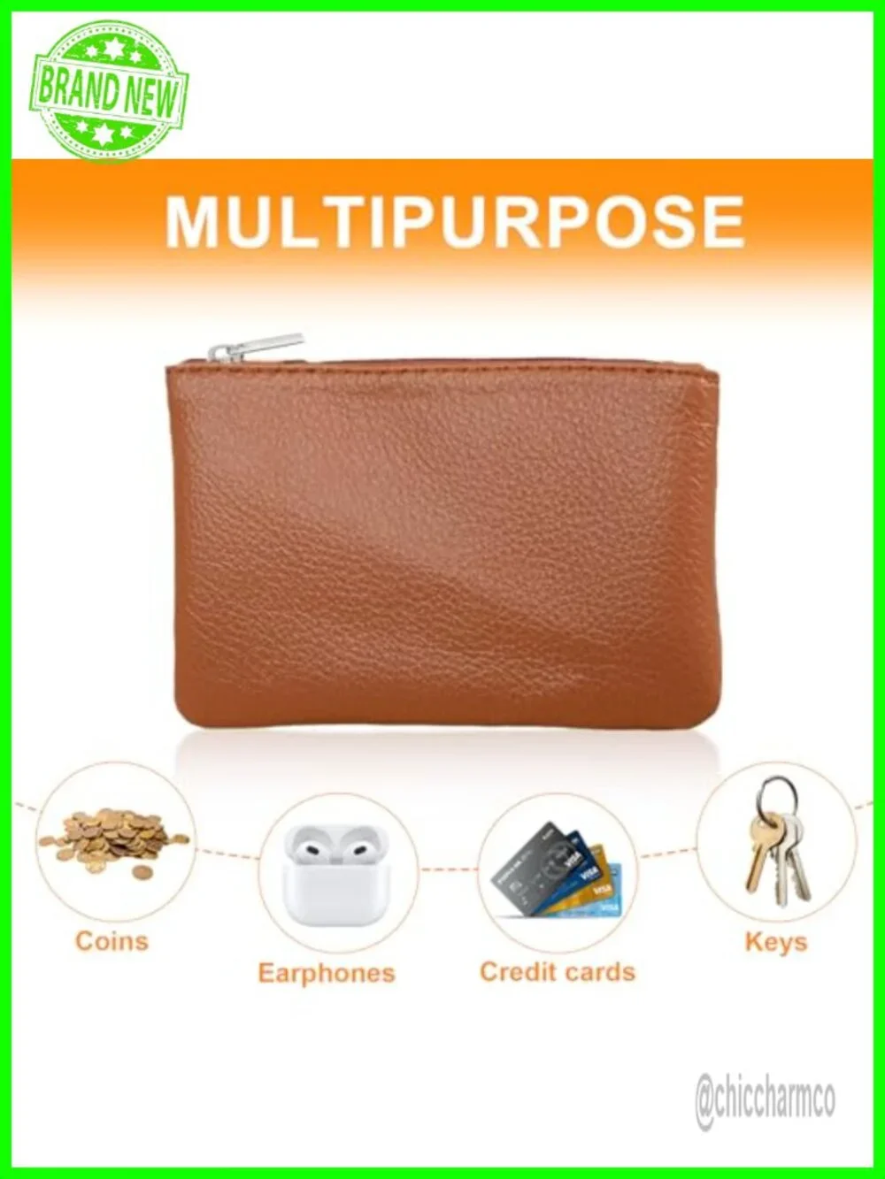 4 Pcs PU Leather Coin Purse Zipper Pouch Small Change Wallet Card Key